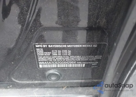 2016 BMW 528I xDrive z USA, uszkodzony, nr VIN WBA5A7C52GG642964